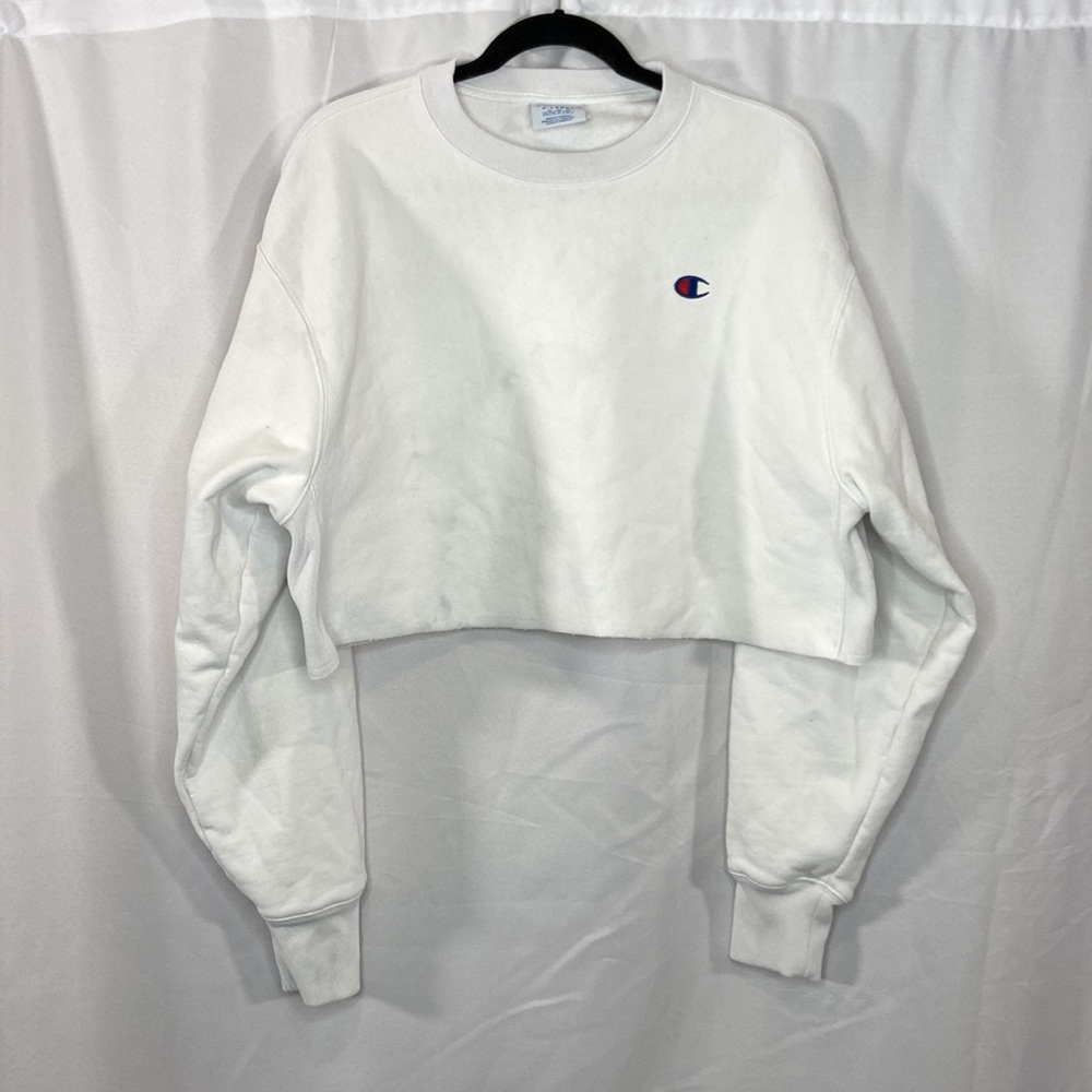 Champion Cropped Sweatshirt White Size Extra Large XL - Picture 2 of 16